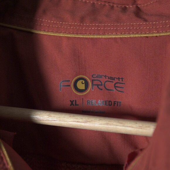 CARHARTT FORCE SOLID LONG SLEEVE ORANGE Mens XL work shirt button up work wear - Picture 6 of 9